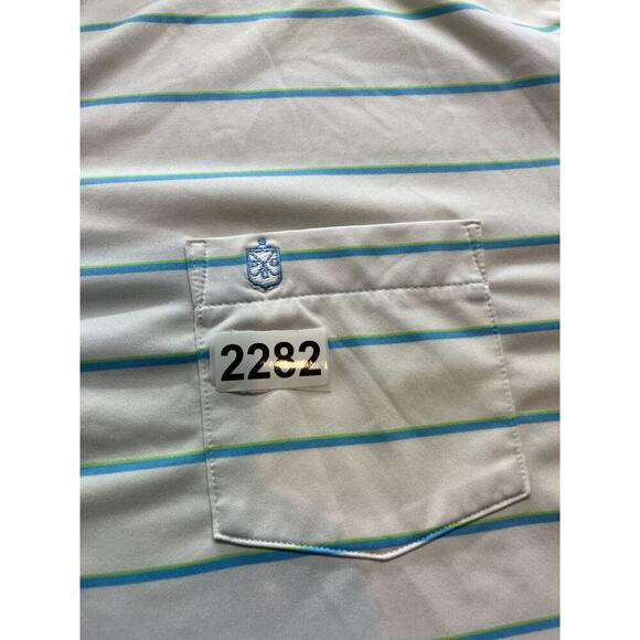 Peter‎ Millar Mens White Golf Polo Shirt Large Summer Comfort PCG Logo - Picture 5 of 5